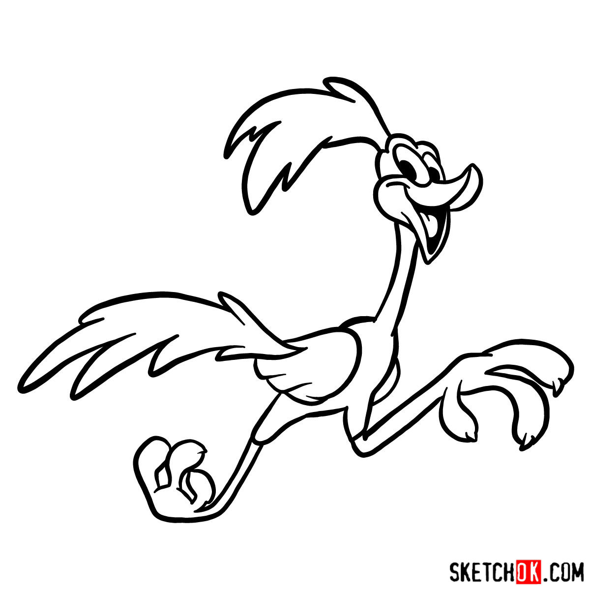 How To Draw Road Runner - Road Runner Cartoon Drawing. 
