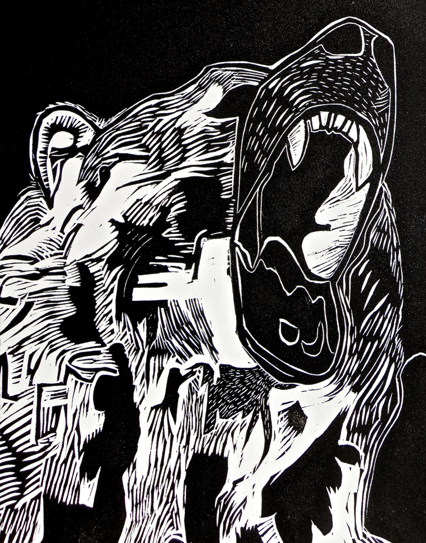 862x1100 Roaring Bear Spirit Animal Hilary Lorenz - Roaring Bear Drawing