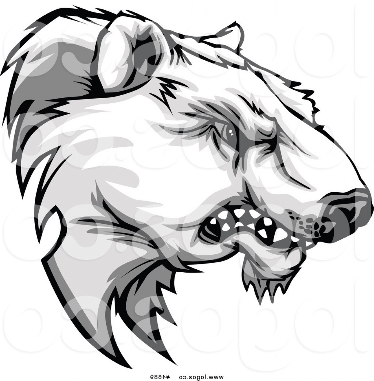 1228x1252 royalty free clip art vector logo of a growling polar bear - Roaring Bear Drawing