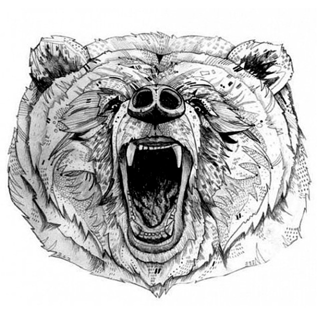 640x640 The Roaring Bear Temporary Tattoo Women Bear Tattoos Adhesive - Roaring Bear Drawing