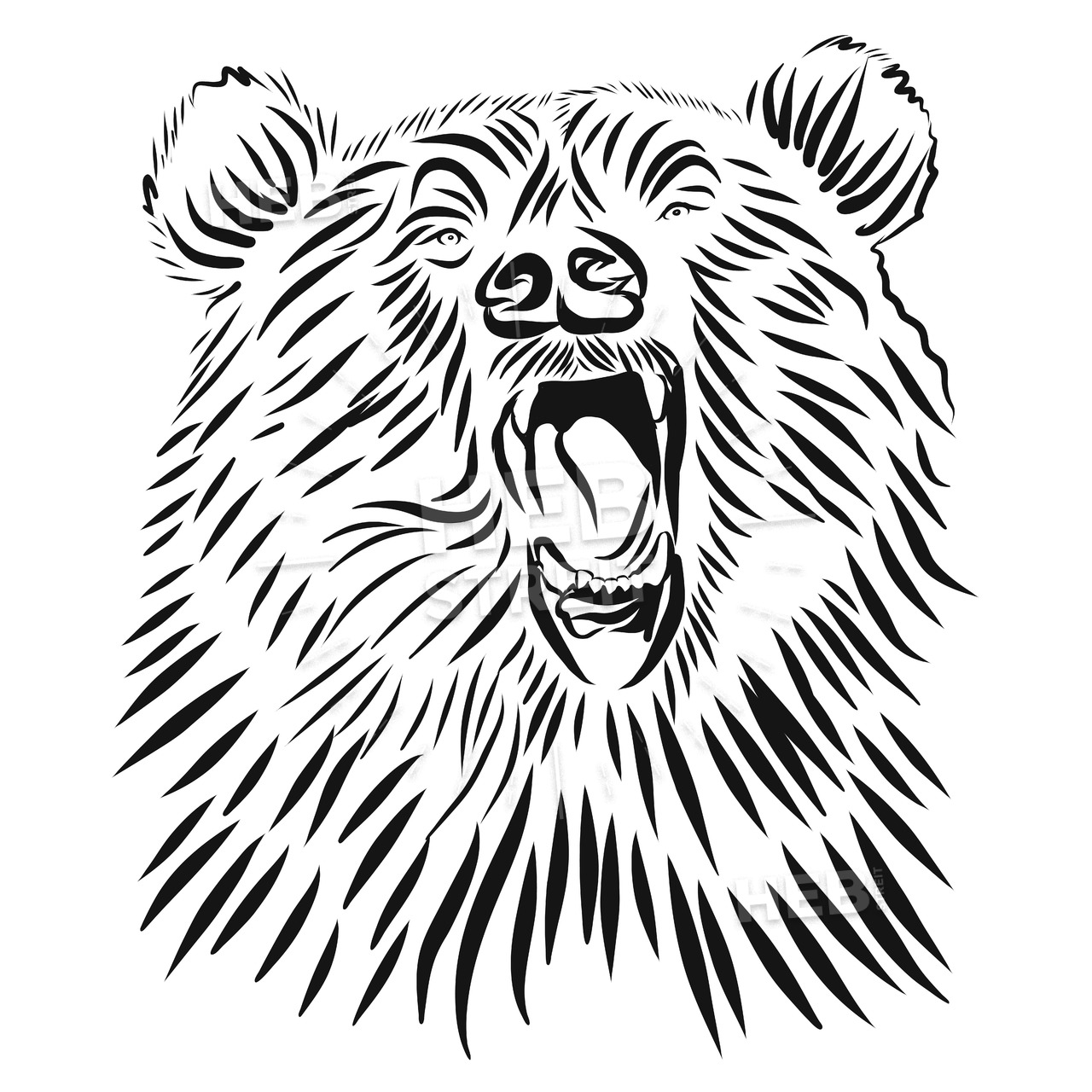 1280x1280 wild grizzly, hand drawn vector roaring bear hebstreits sketches - Roaring Bear Drawing