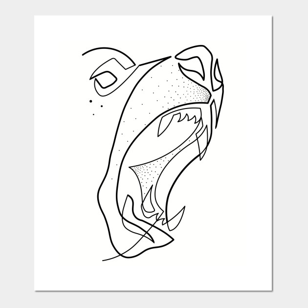 630x630 Bear Drawing In One Line - Roaring Bear Drawing