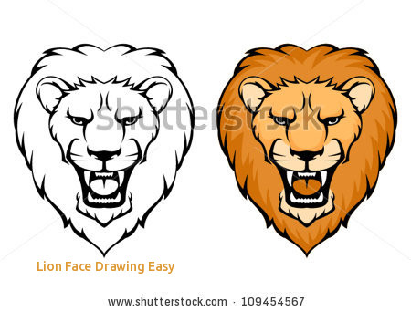 450x341 lion face drawing easy stylized lion head front view black stock - Roaring Lion Head Drawing