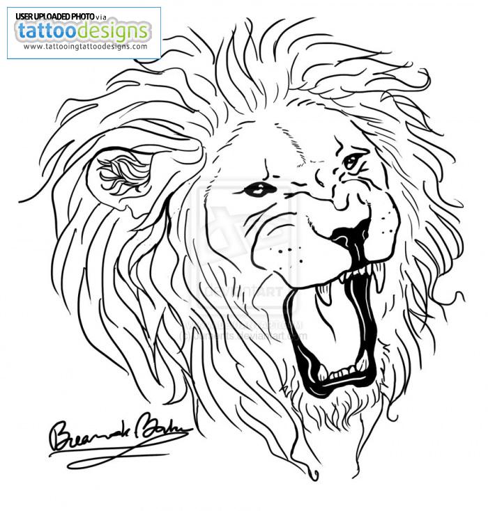 700x734 Awesome Roaring Lion Head Tattoo Design - Roaring Lion Head Drawing