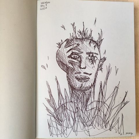 480x480 In X Ink On Blue Paper - Roasted Drawing