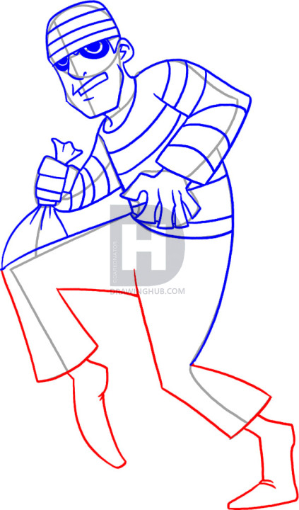 423x720 How To Draw A Thief, Step - Robber Drawing