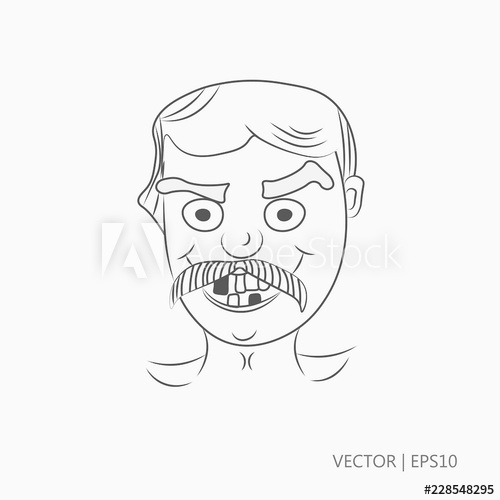 500x500 Vector Illustration Malignant Man Old Man With Broken Teeth - Robber Drawing
