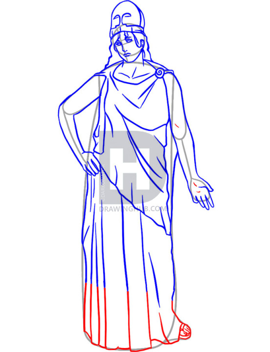 552x720 how to draw athena, step - Robe Drawing