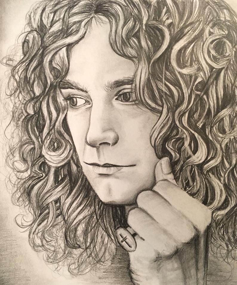 794x955 Robert Plant Pencil Drawing Print Etsy - Robert Plant Drawing