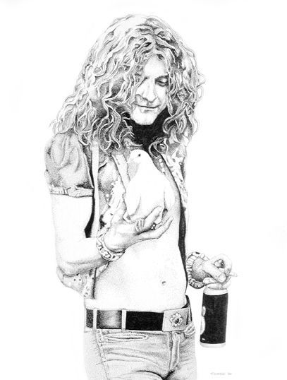 407x538 robert plant drawing lukisan robert plant, led zeppelin art - Robert Plant Drawing