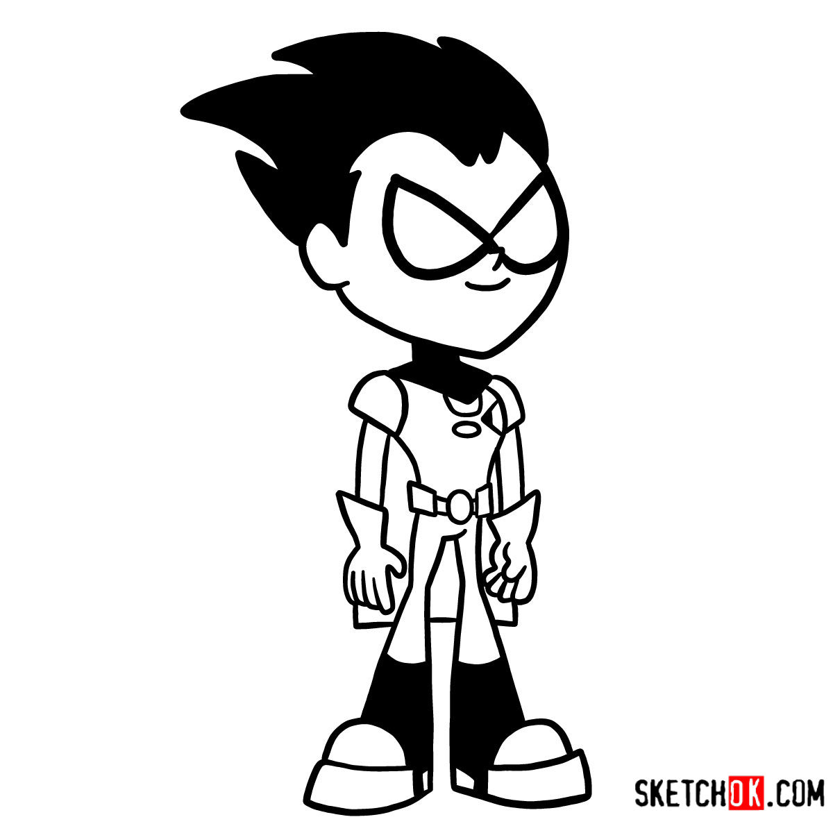 1200x1200 how to draw robin chibi style teen titans - Robin Drawing
