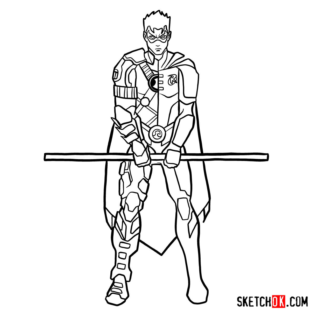 1200x1200 How To Draw Robin In Armor From Dc Comics - Robin Drawing