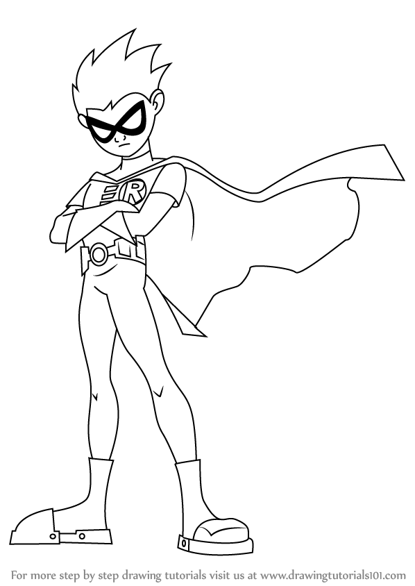 598x844 learn how to draw robin from teen titans - Robin Drawing