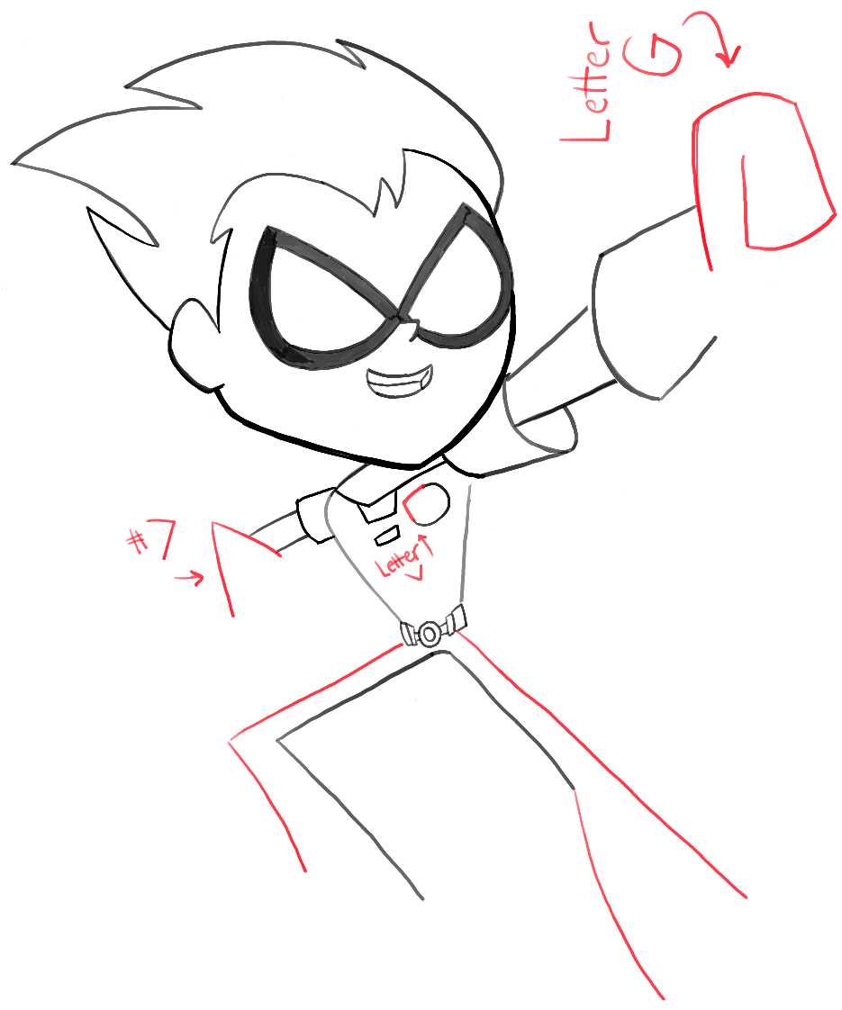 935x1122 how to draw robin from teen titans go with easy steps tutorial - Robin Drawing