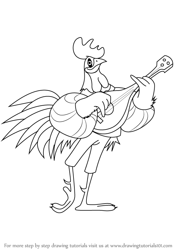 593x844 Learn How To Draw Alan A Dale The Rooster From Robin Hood - Robin Hood Drawing