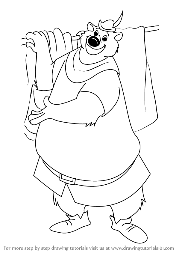 598x844 Learn How To Draw Little John The Bear From Robin Hood - Robin Hood Drawing