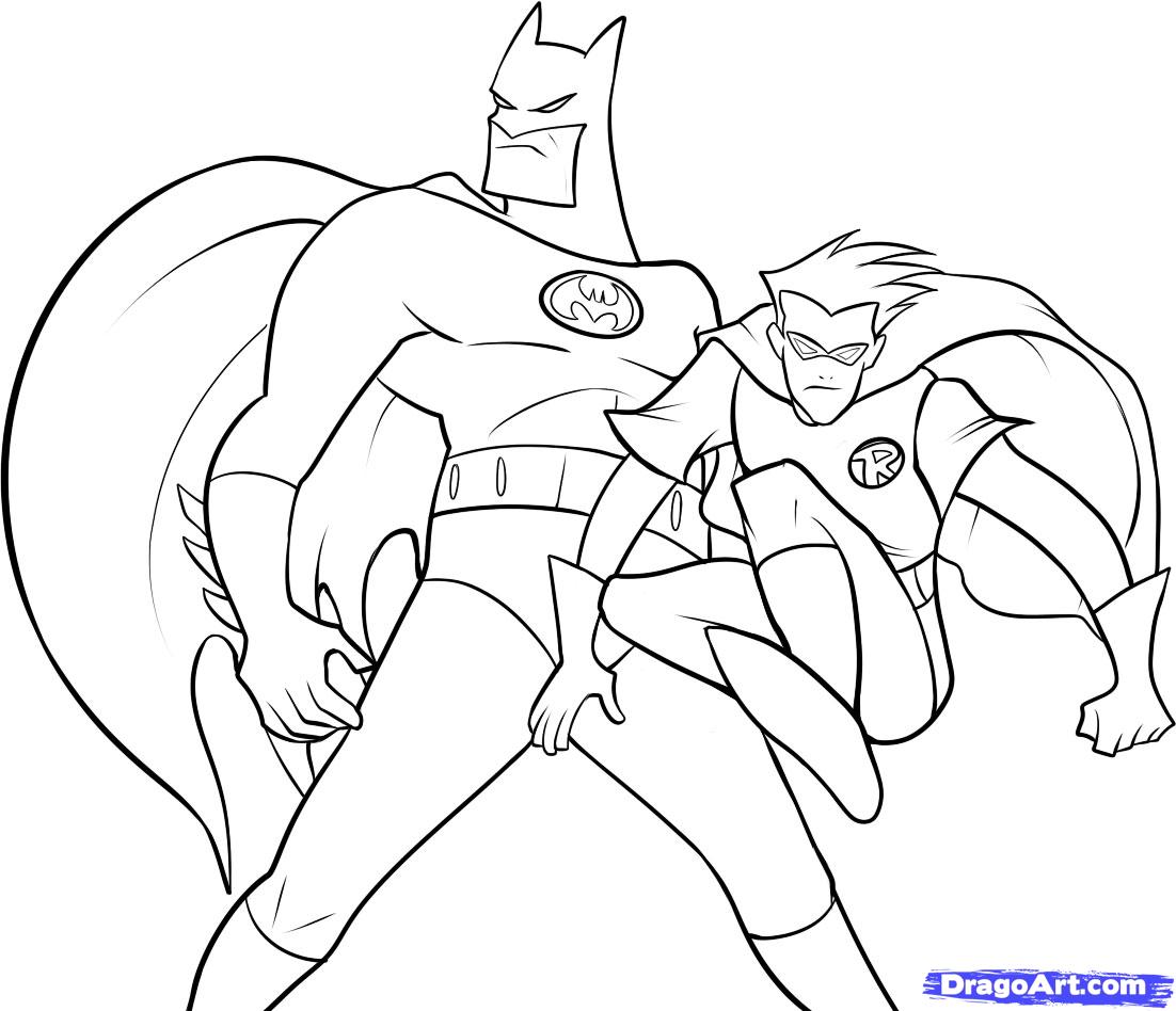 1102x948 How To Draw Batman And Robin, Step - Robin Superhero Drawing