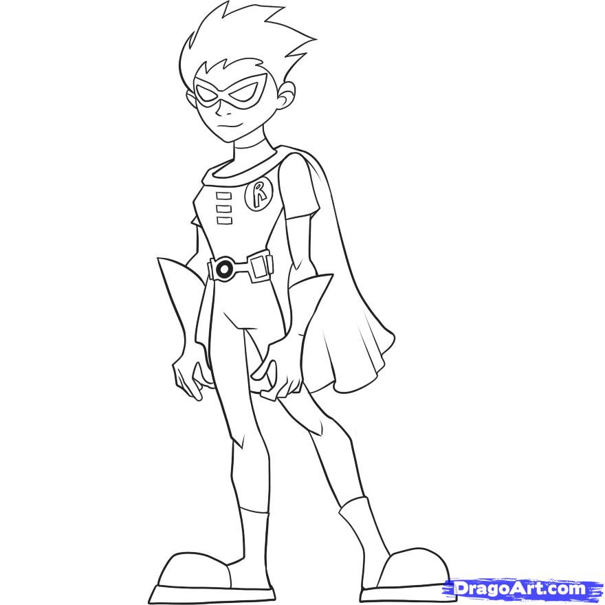 880x880 How To Draw Robin, Step - Robin Superhero Drawing