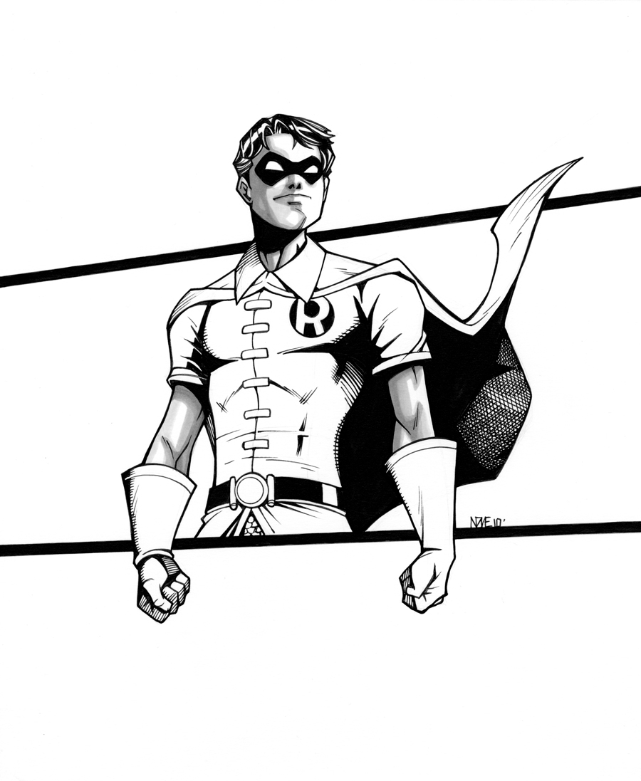 900x1097 Robin Lineart Comic For Free Download - Robin Superhero Drawing