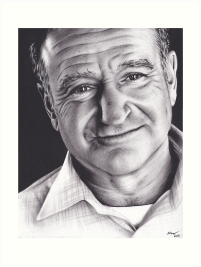 413x549 realism charcoal drawing of robin williams art prints - Robin Williams Drawing