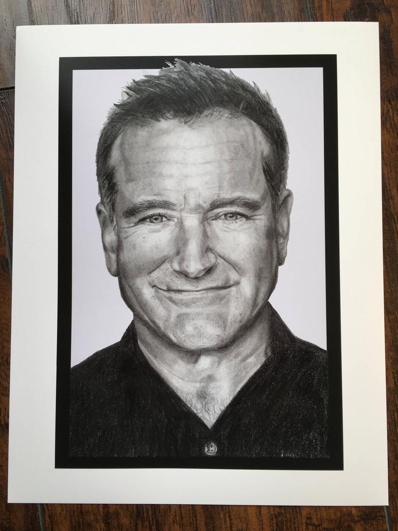 794x1059 Robin Williams Graphite Drawing Print X Hand Drawn Etsy - Robin Williams Drawing