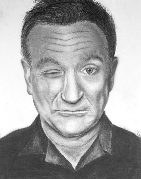570x724 Robin Williams Portrait Drawing Etsy - Robin Williams Drawing