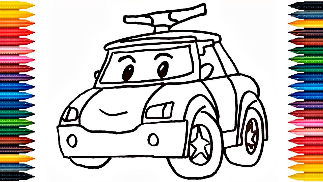 1280x720 drawing car how to draw police car picture coloring book police - Robocar Poli Drawing