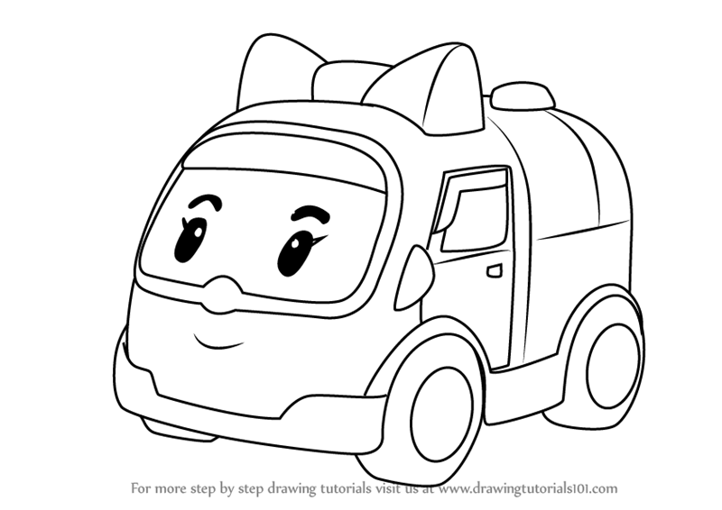 800x566 learn how to draw amber amubulance from robocar poli - Robocar Poli Drawing