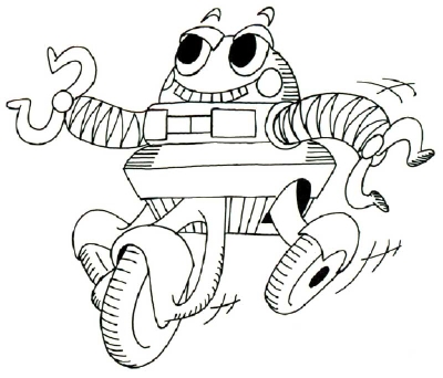 400x342 how to draw a cartoon robot howstuffworks - Robot Cartoon Drawing