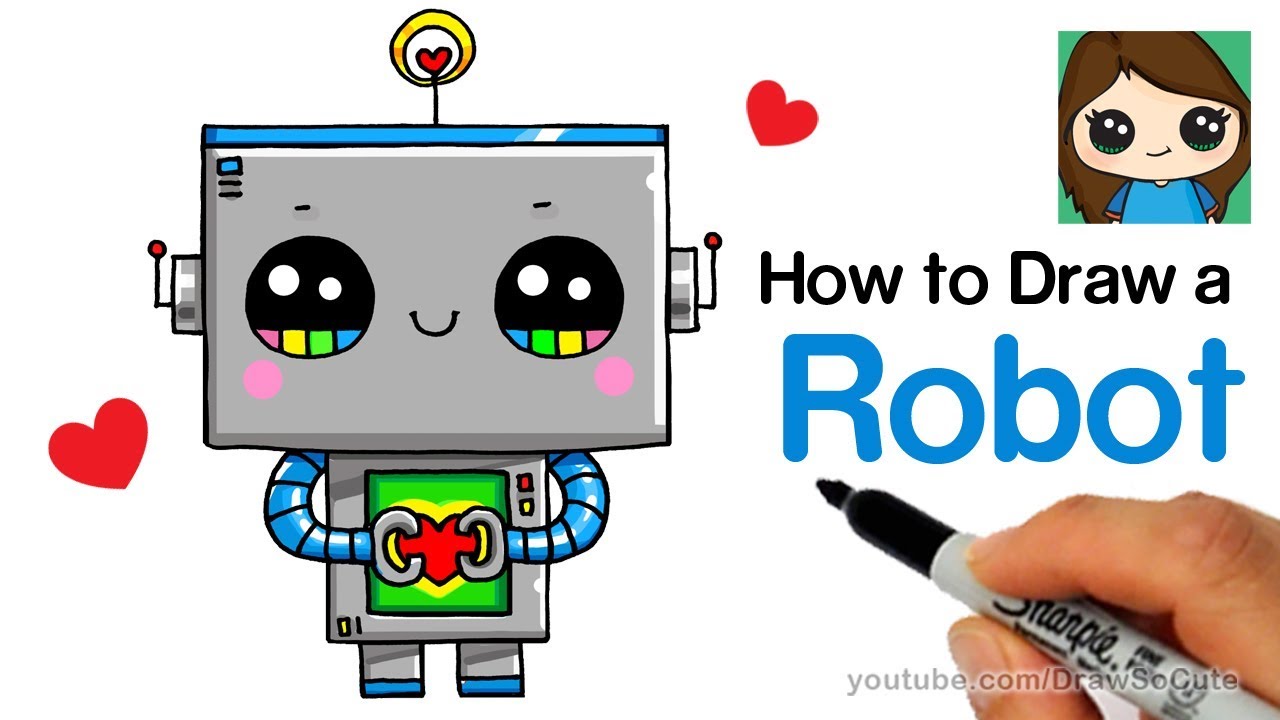 1280x720 How To Draw A Robot Super Easy And Cute - Robot Cartoon Drawing