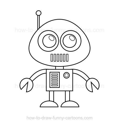 500x522 How To Draw A Robot - Robot Cartoon Drawing