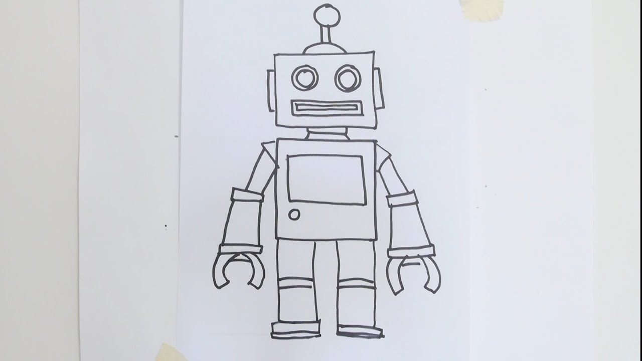 1280x720 How To Draw Cartoon Robot - Robot Cartoon Drawing