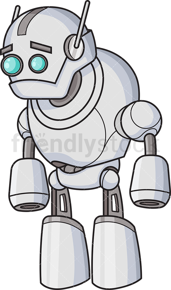 704x1194 Sad Robot Cartoon Clipart Vector - Robot Cartoon Drawing