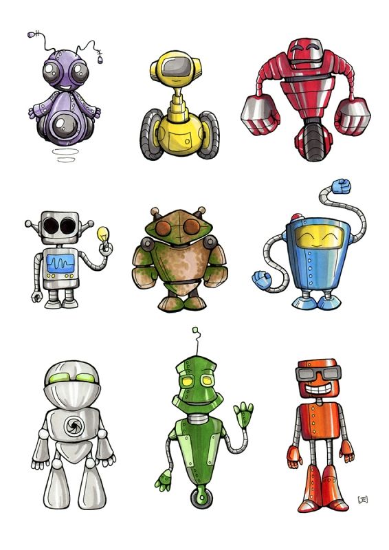 566x800 Cartoon Robots - Robot Cartoon Drawing