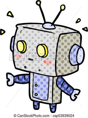 352x470 Cute Cartoon Surprised Robot - Robot Cartoon Drawing