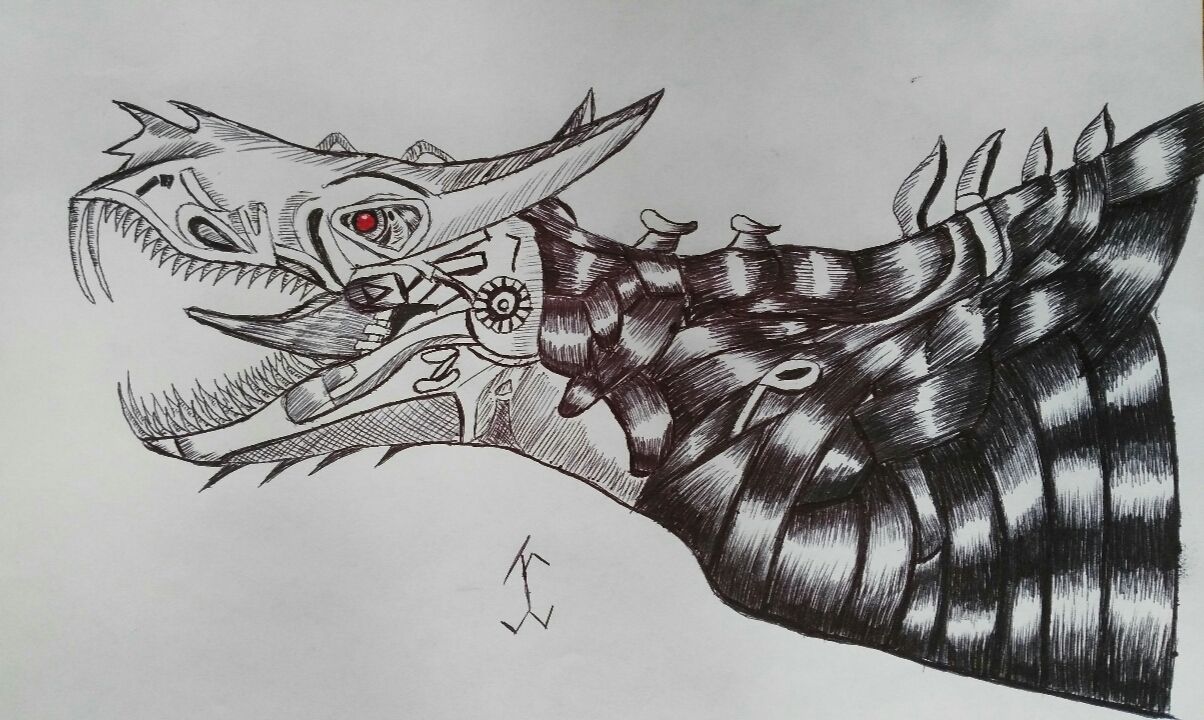 1204x720 Dragonmetal - Robot Dragon Drawing