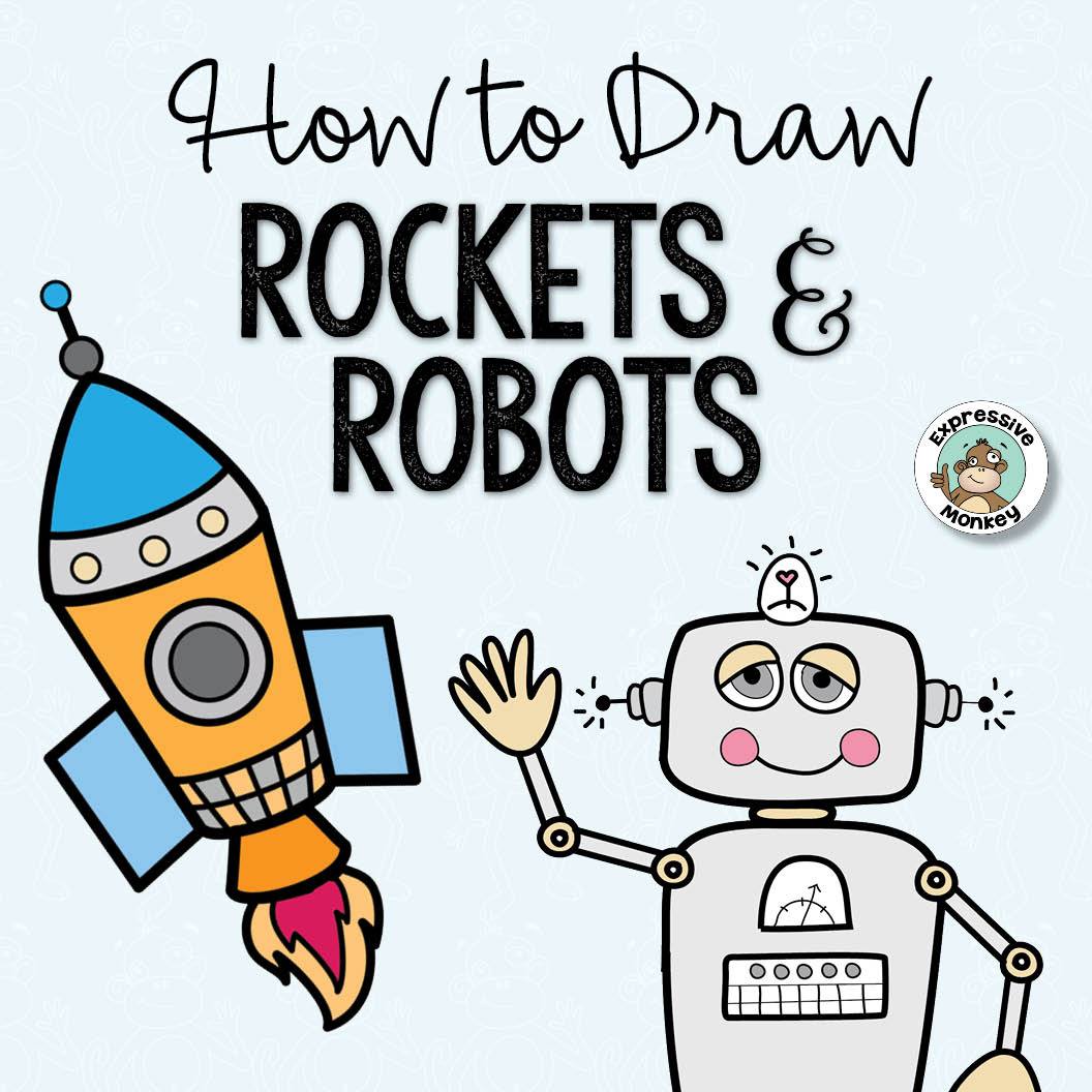 1056x1056 how to draw rockets and robots expressive monkey - Robot Drawing Images