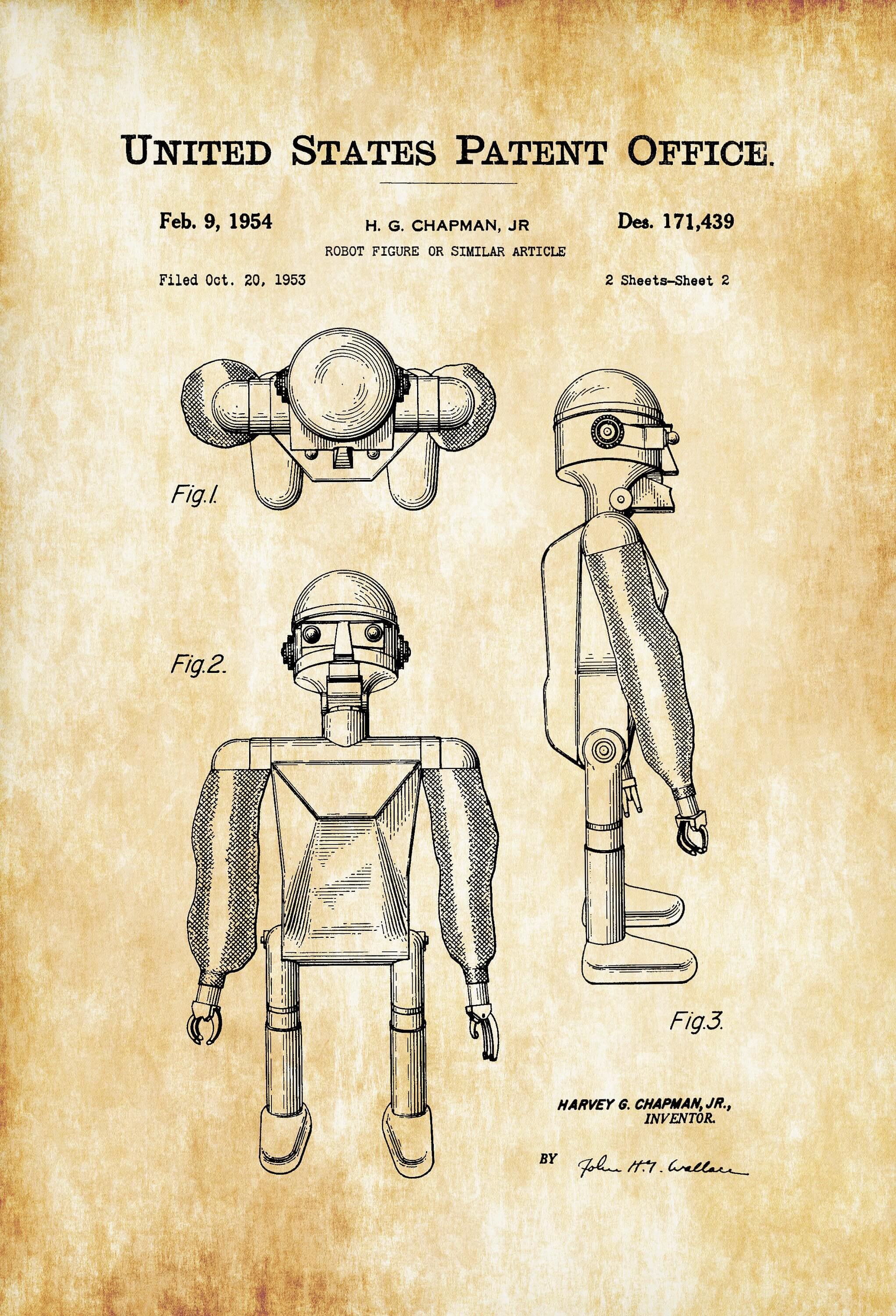 2043x3000 robot patent poster patent print, robot art, robot poster - Robot Drawing Images