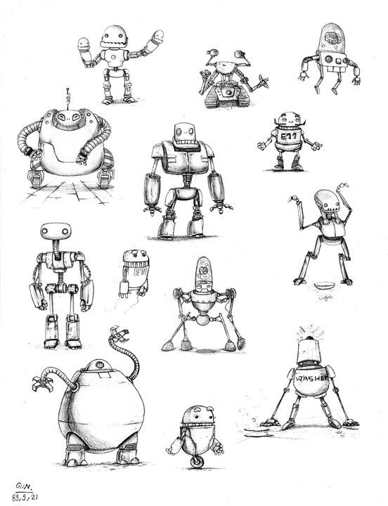 552x720 Robot Sketch - Robot Drawing Images