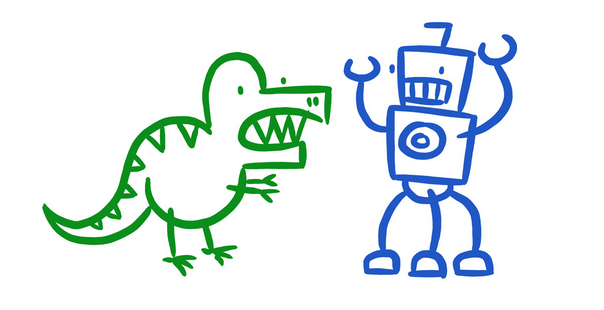 604x310 dinosaurs vs robots drawing workshop highland park public library - Robot Drawing Pictures