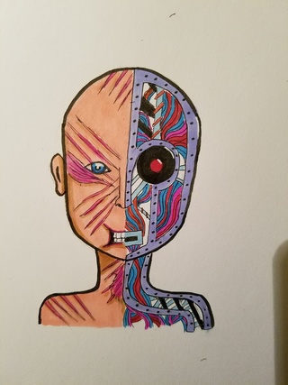 320x427 It's Like Half Titan Half Robot  Not Exactly The Intention - Robot Face Drawing