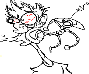 300x250 Little Robot Face Kicks A Guy Drawing - Robot Face Drawing