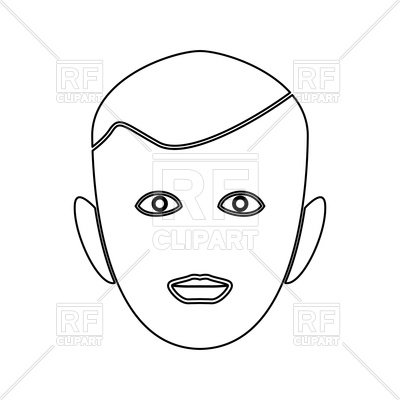 400x400 Robot Face Outline, Head Line Art Vector Image Of People - Robot Face Drawing