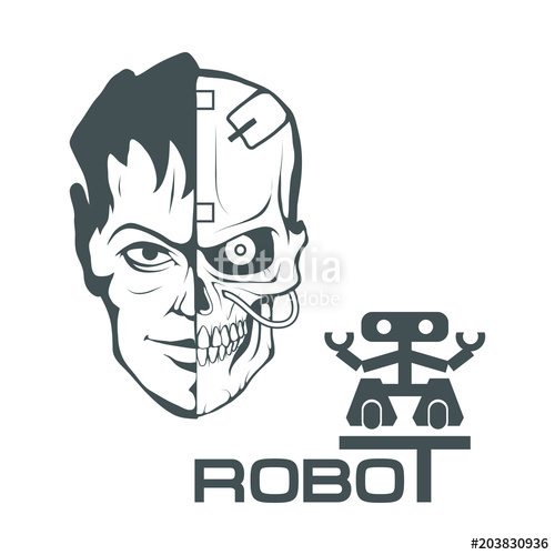 500x500 robotic face robot logo for design robotics vector graphics - Robot Face Drawing