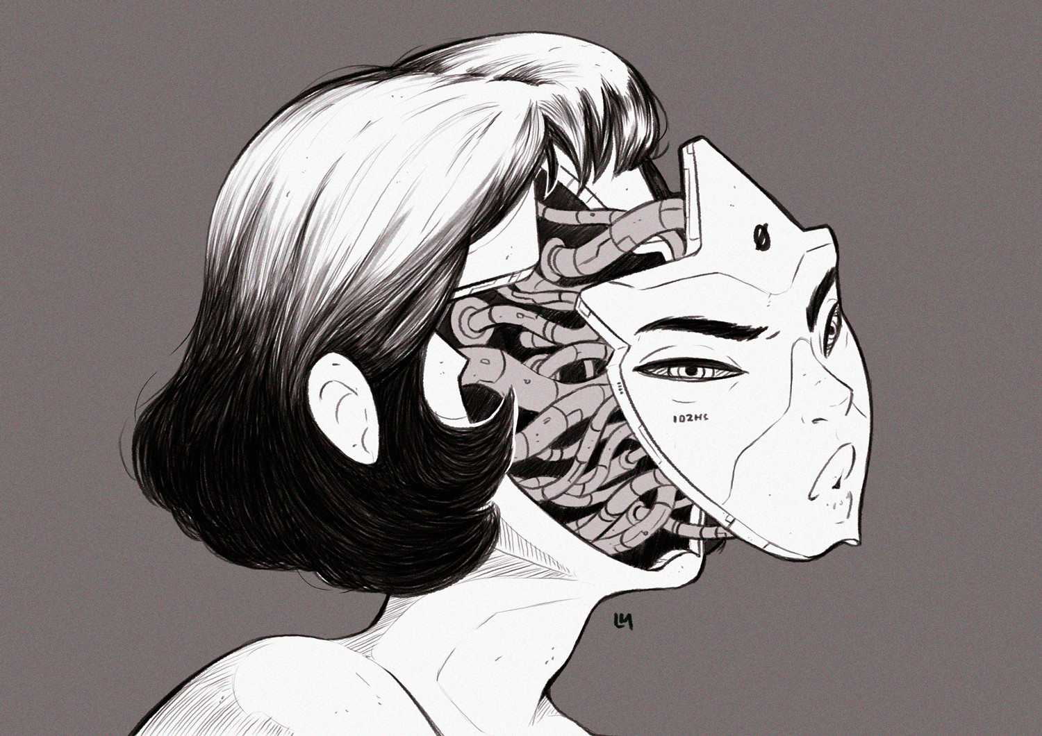 1500x1060 Artstation - Robot Face Drawing