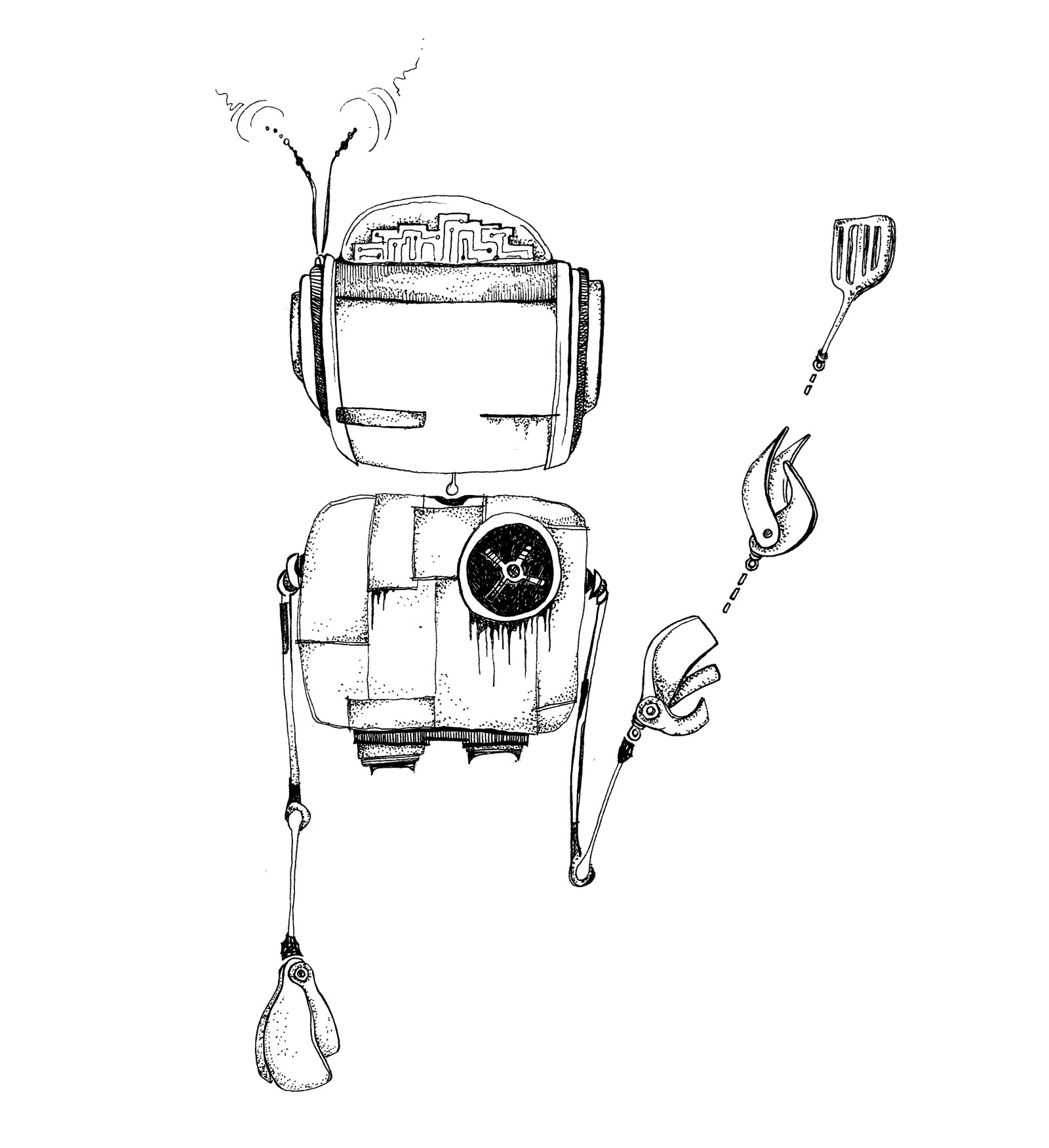 1600x1751 How To Draw A Robot - Robot Hand Drawing