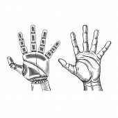170x170 robot hand vector sketch icon isolated on background hand drawn - Robot Hand Drawing
