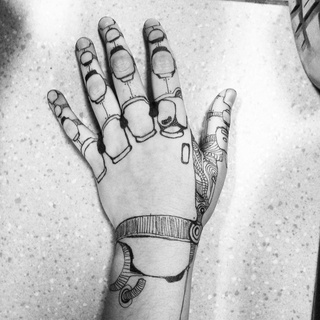 320x320 When You Draw On Your Hand During School - Robot Hand Drawing