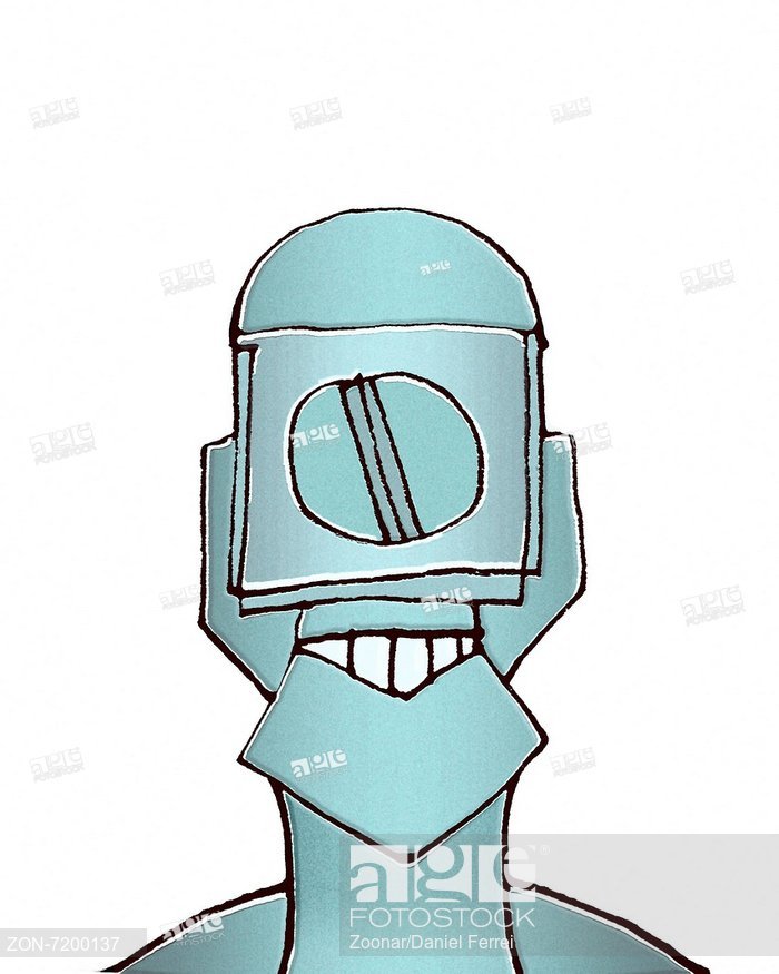 700x875 blind robot hand draw illustration, stock photo, picture - Robot Hand Drawing