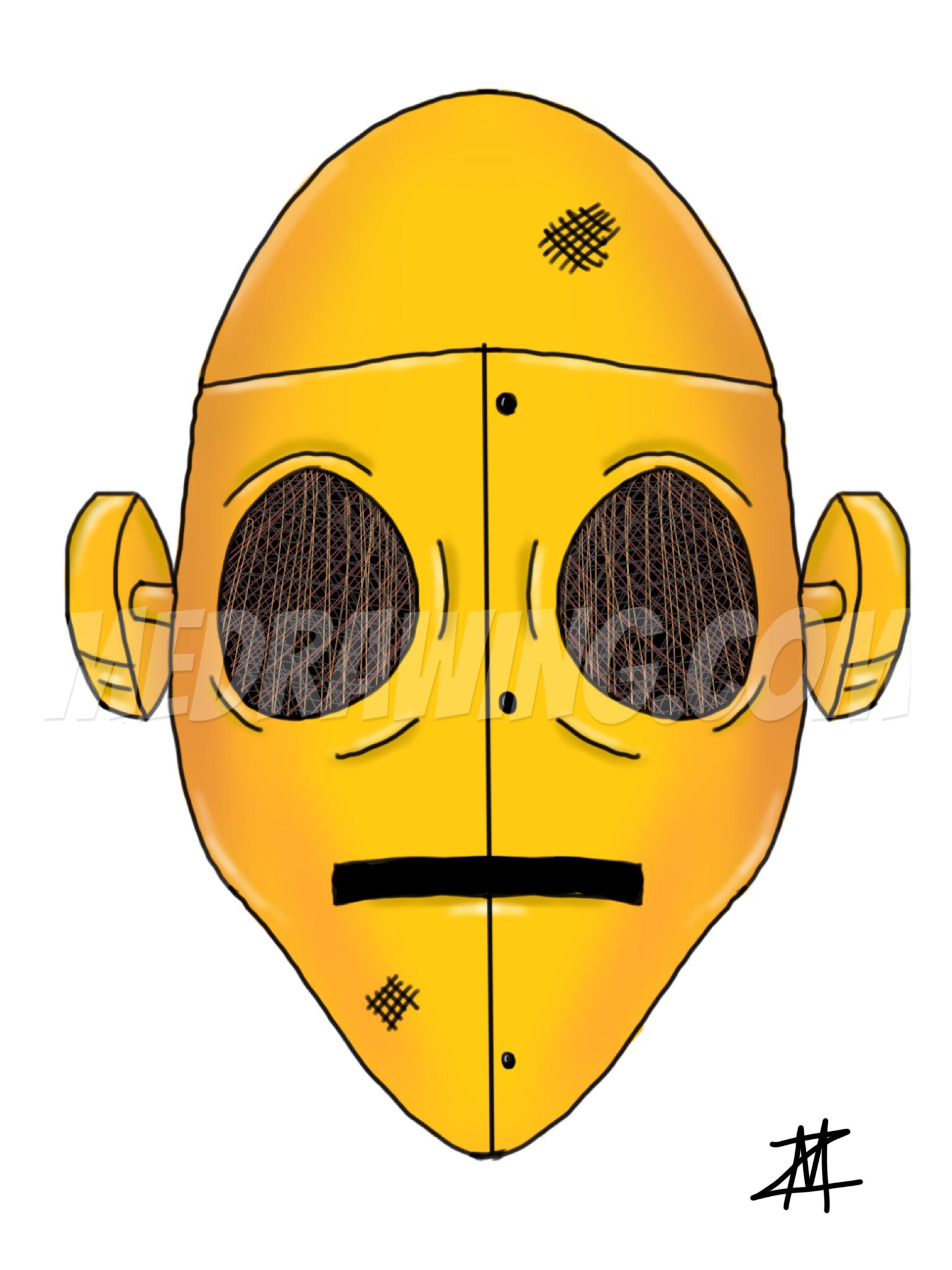 1536x2048 Gold Robot Head Drawing - Robot Head Drawing